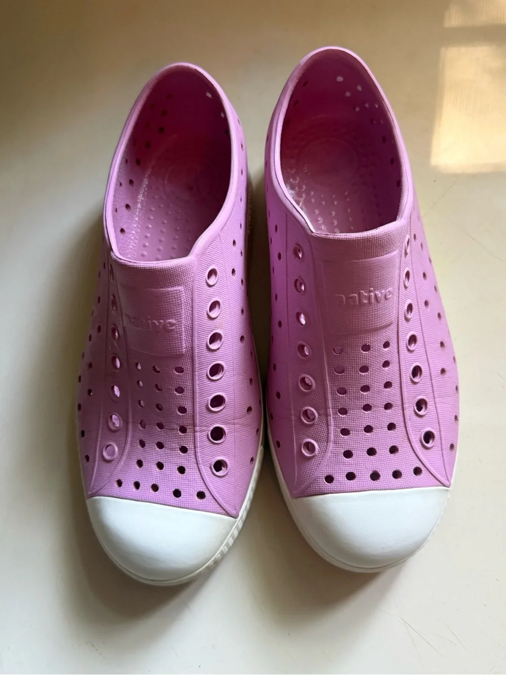 Native Slip-On Sneakers in Pink with Cream Sole